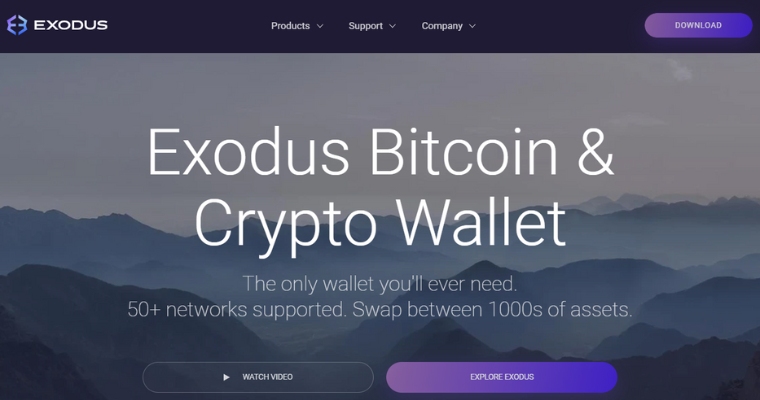 Exodus Bitcoin och kryptoplånbok hemsida