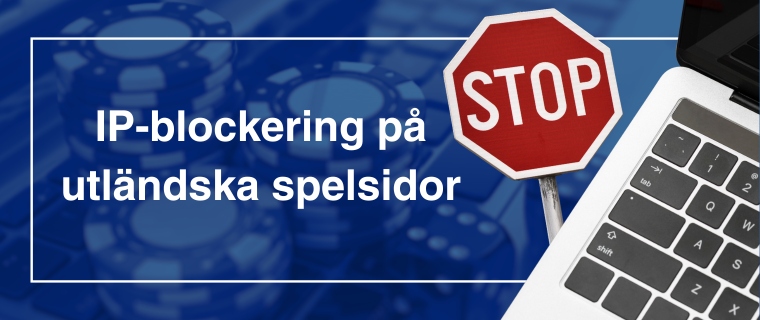 Stoppskylt vid dator för att representera IP-blockering på utländsk spelsida.