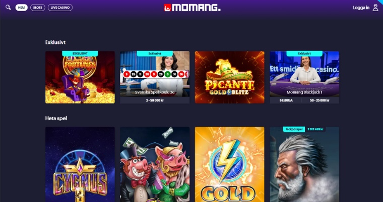 Skärmbild på Momang Casino 