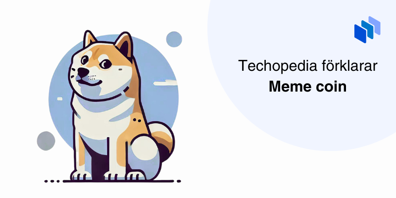 Illustration av Doge meme med texten Techopedia förklarar Meme coin.