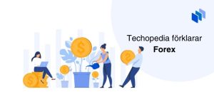Personer som handlar med valuta tillsammans med text Techopedia förklarar Forex
