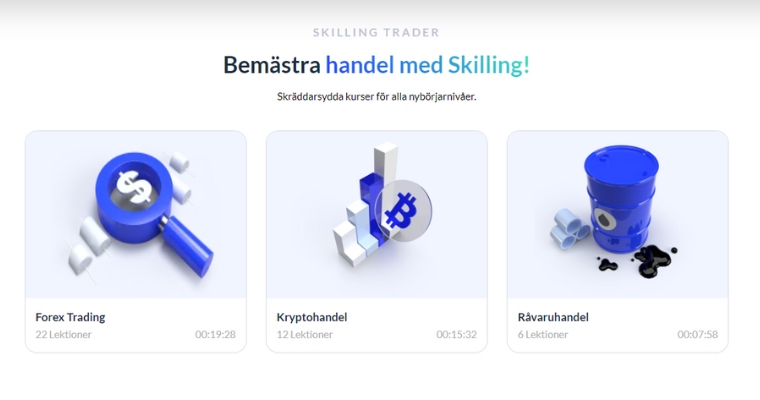 Tre tradingkurser på Skillings Education sida
