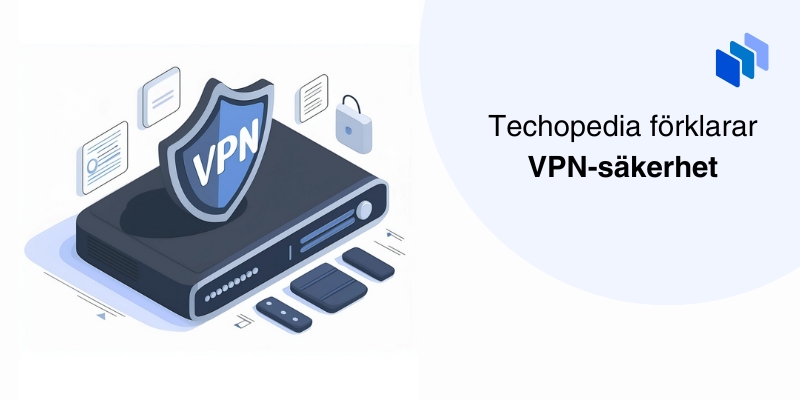 Grafisk bild av en router med en VPN-säkerhetssköld, representerar VPN-säkerhetsteknologi.