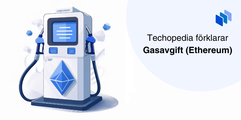 Illustration av en bensinpump dekorerad med Ethereum-logotypen för att förklara konceptet med gasavgift.