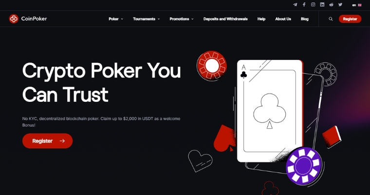 Skärmbild på hemsidan för CoinPoker.