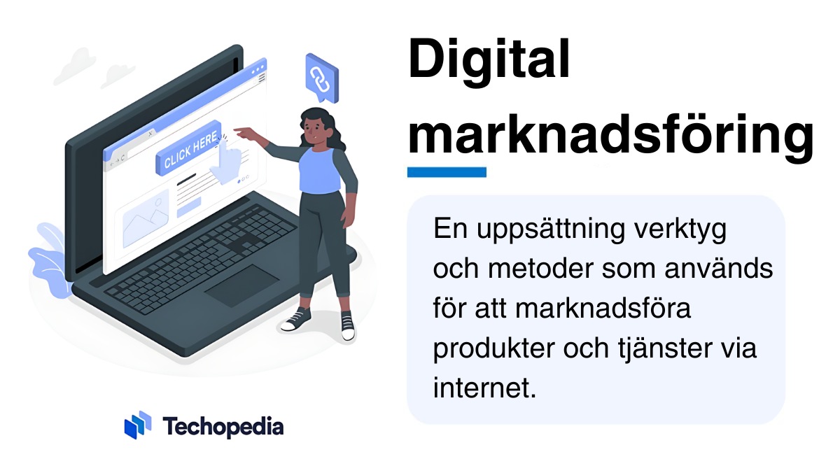 Illustration som förklarar vad som menas med digital marknadsföring.