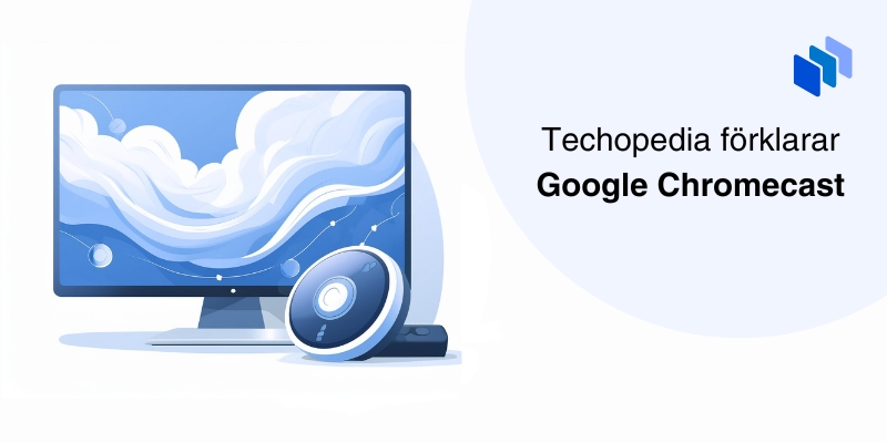 Illustration som visar en datorskärm med Google Chromecast-enheten, symboliserar streaming-teknologi.