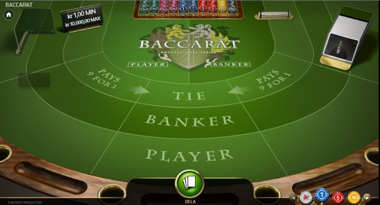 Skärmbild på Baccarat bord från NetEnt.