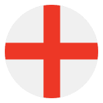 Englands flagga i en cirkel.