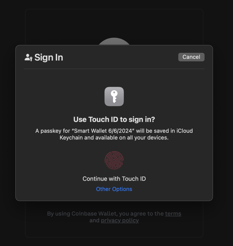 Installation av Touch ID för smart wallet.