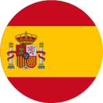 Spaniens flagga i en cirkel.