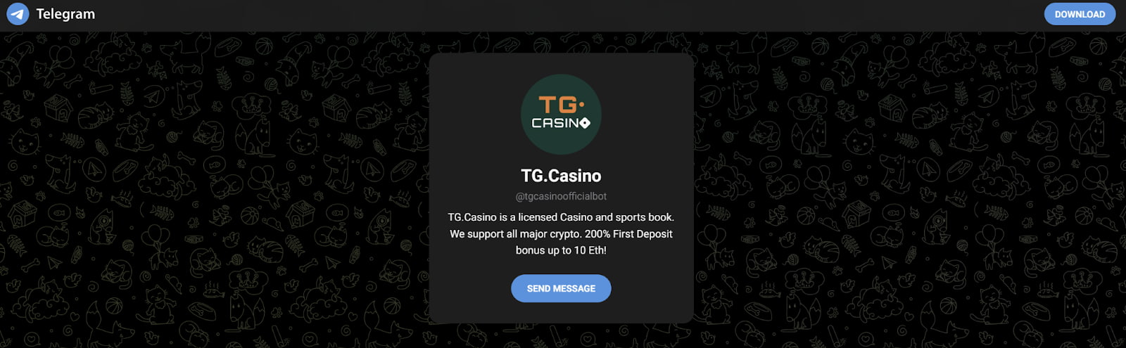 Gå till TG.Casino's officiella Telegram-bot
