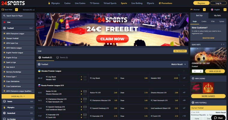 Online betting på 24Slots oddssida 24Sports.