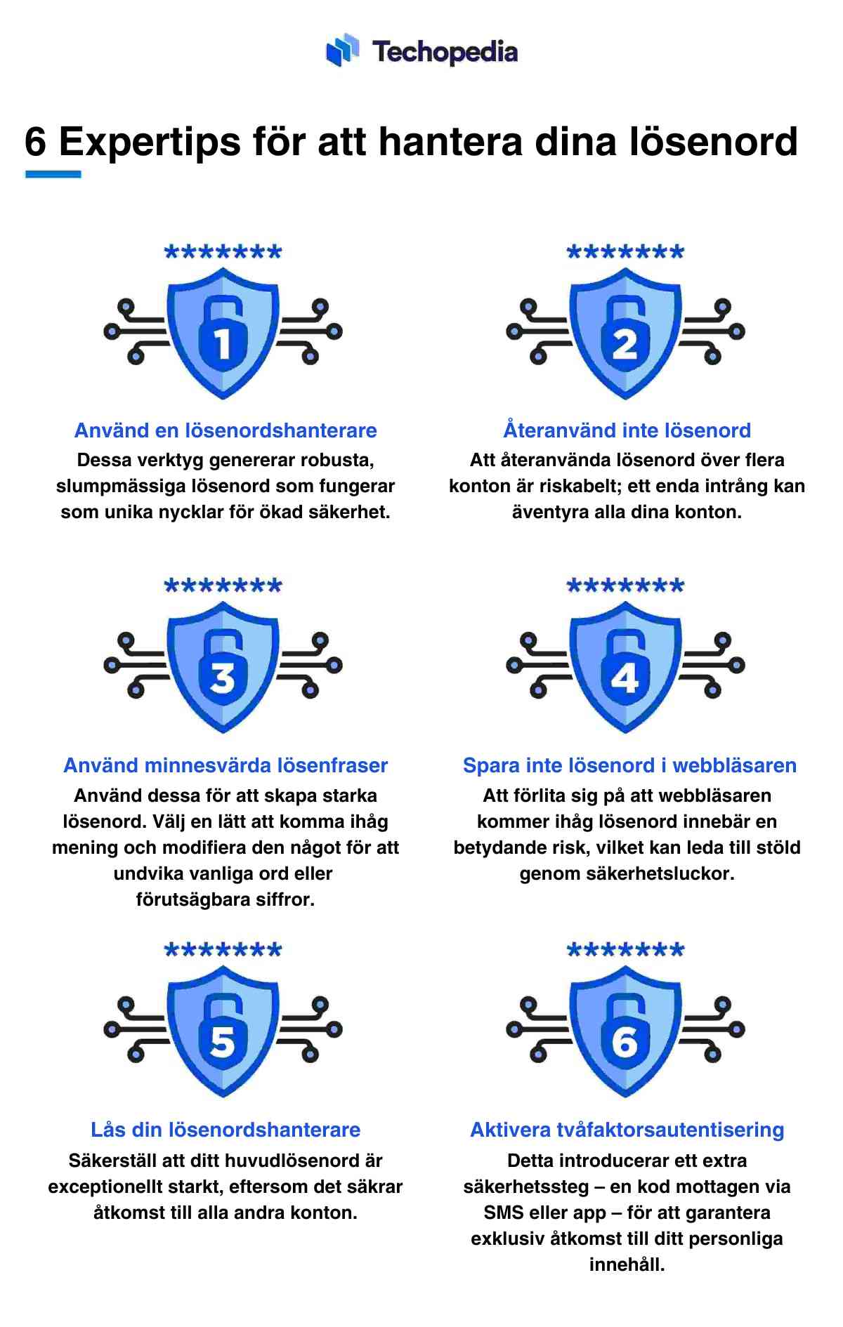 6 experttips för att hantera lösenord med ikoner och text.