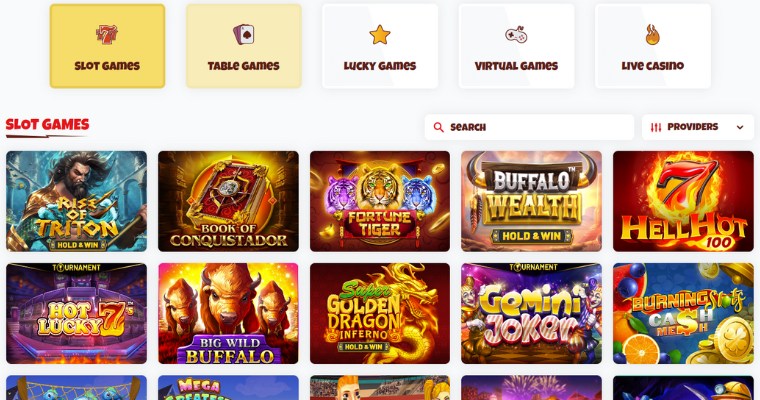 Casinospel lobby med slots på Supacasi.