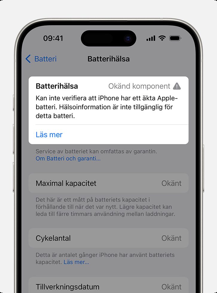 Kontroll av batteriets autencitet.