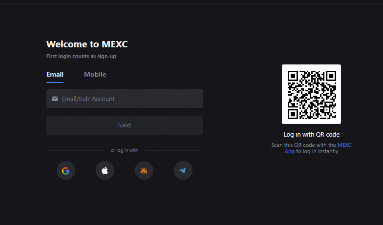 Skapa ett konto på MEXC