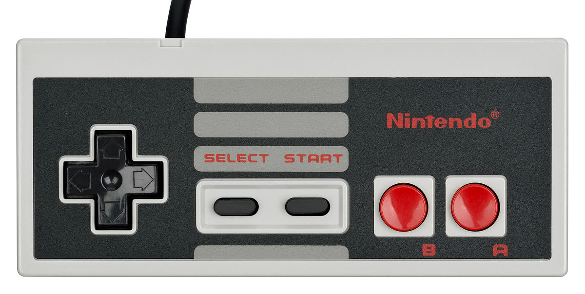 Bild på en klassisk Nintendo NES-handkontroll.