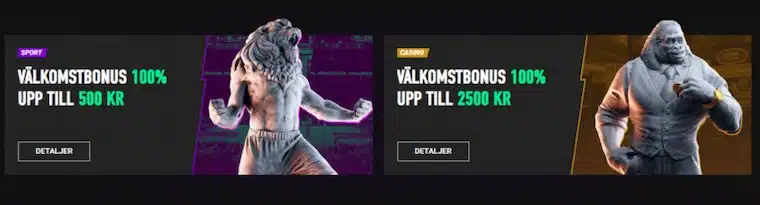 Bild av välkomstbonusar på Zimpler casinot Betinia.