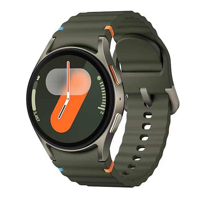 Galaxy Watch 7 med modern urtavla och detaljerade designinslag på armbandet.
