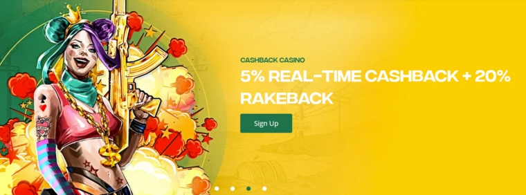 Skärmbild på cashback bonus erbjudande