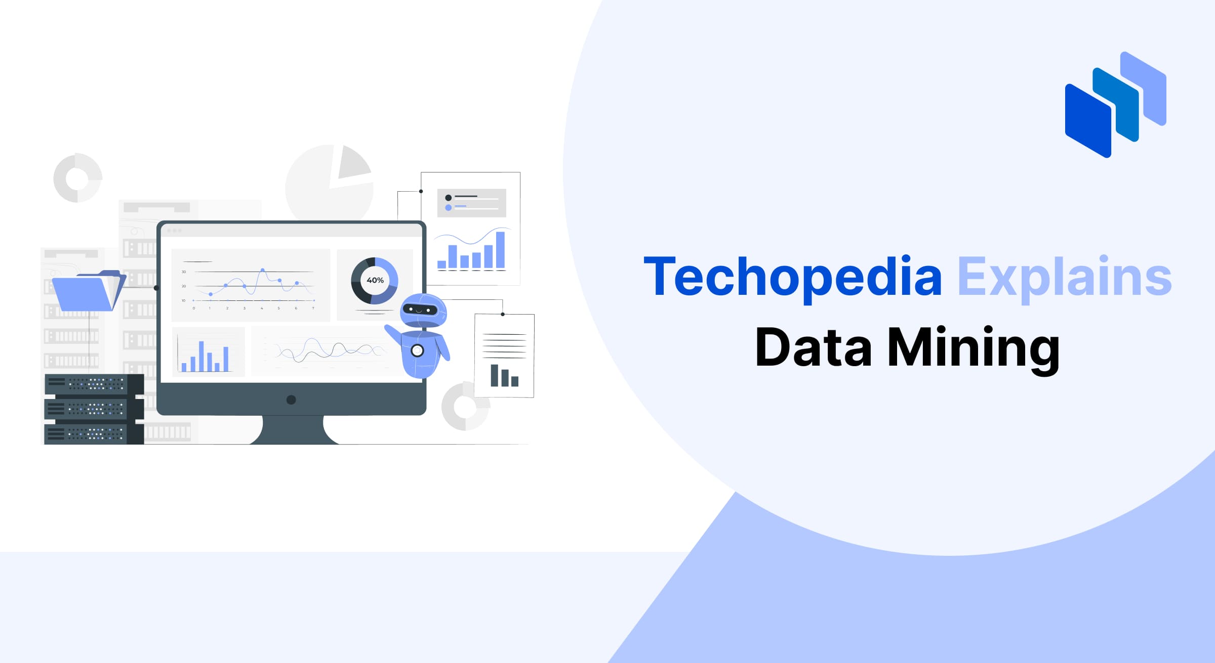 Graphic with text "Techopedia Explains Data Mining" and icons representing data analytics on a monitor.