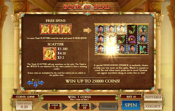 Book of Dead Slot Free Spins activation