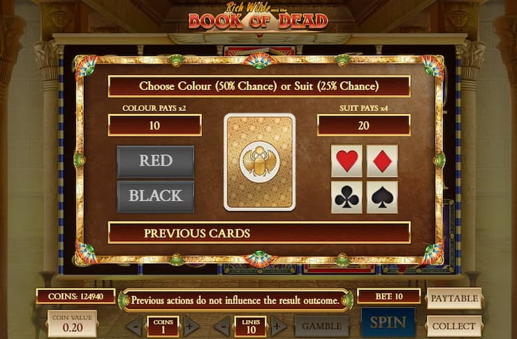 Book of Dead Slot Gamble Option