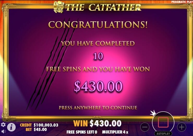 The Catfather Free Spins