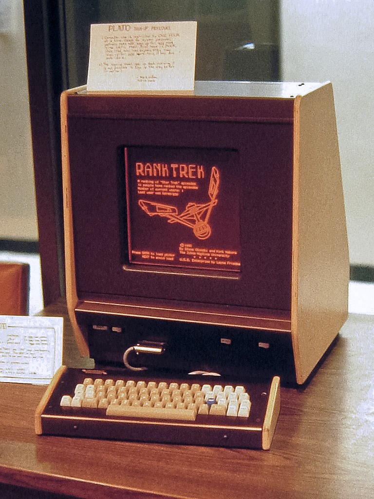PLATO computer with Rank Trek game onscreen