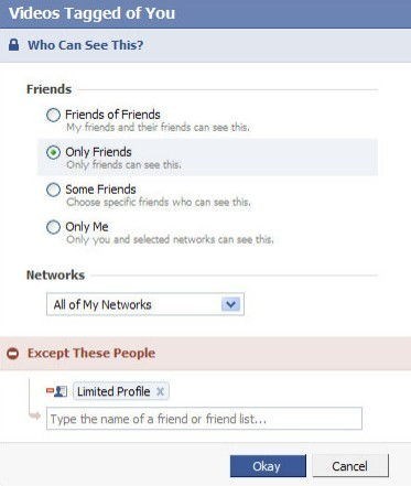 Facebook privacy settings for videos