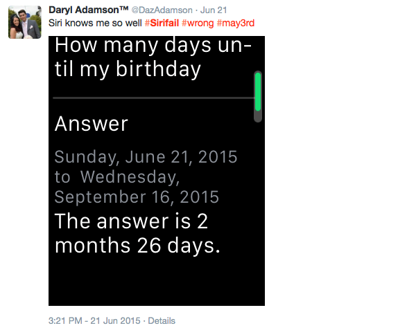Siri fail - wrong birthday date