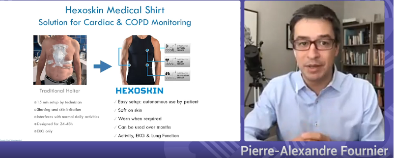 Hexoskin medical shirt for cardiac and COPD monitoring with speaker Pierre-Alexandre Fournier