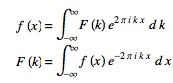 equations for the Fourier transform of a function f(x)