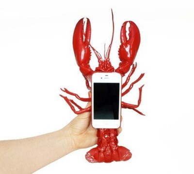 lobster iPhone case held in hand