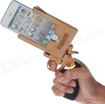 gold gun-shaped iPhone case
