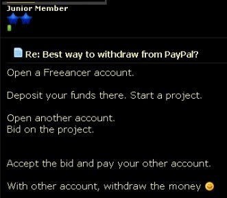 post explaining a scheme for withdrawing money from PayPal