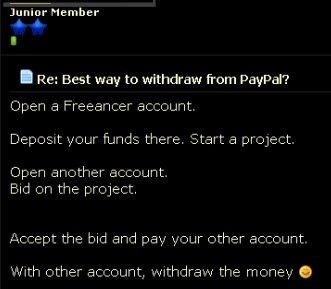 post explaining a scheme for withdrawing money from PayPal