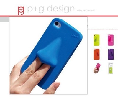 HANA iPhone case by P+G Design has a giant nose held by sticking fingers in its nostrils