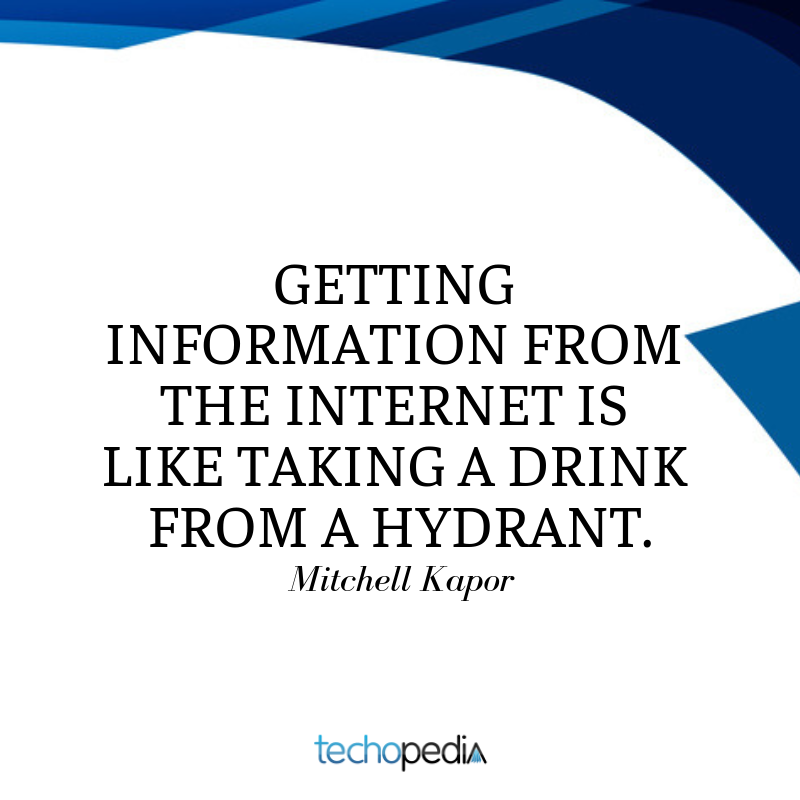 Mitchell Kapor quote Getting information from the Internet is like taking a drink from a hydrant
