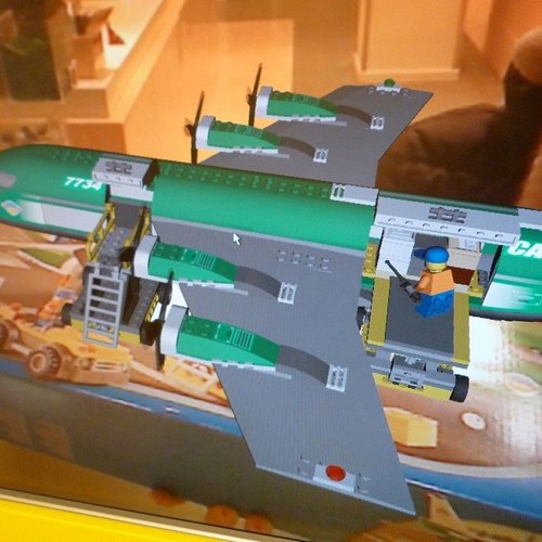 augmented reality Lego plane projected on real surface