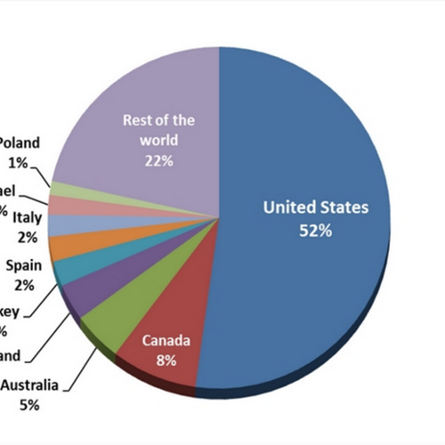 pie chart showing percentage of ransomware attacks in various countries