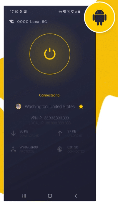 Interfaz Cyberghostvpn Android