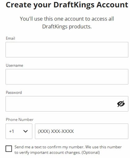 DraftKings sign up form