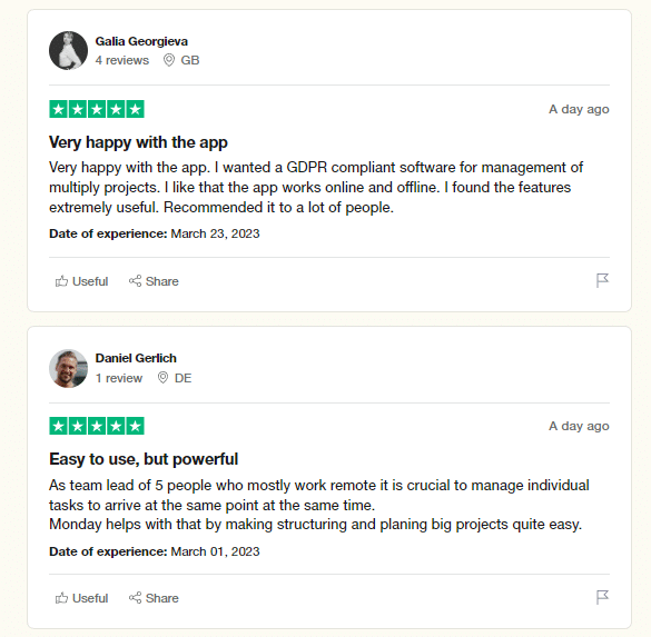 Monday.com reviews on Trustpilot