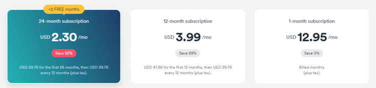 Surfshark pricing