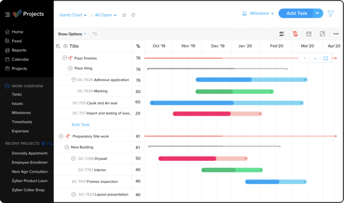 Zoho Project software for project management