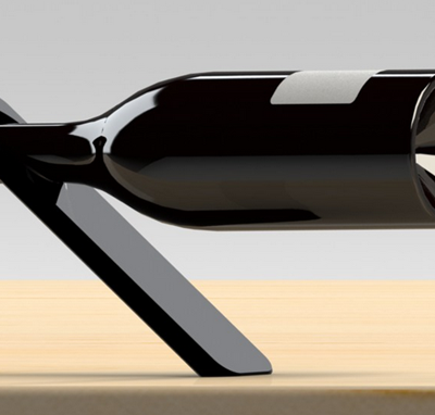 Oblique Wine Bottle Holder with bottle in it