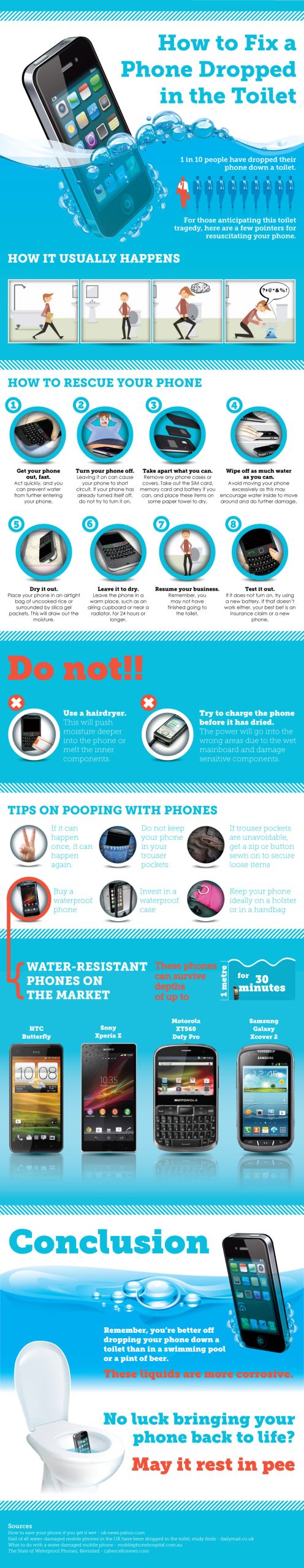 Infographic: How to Fix a Phone Dropped in the Toilet