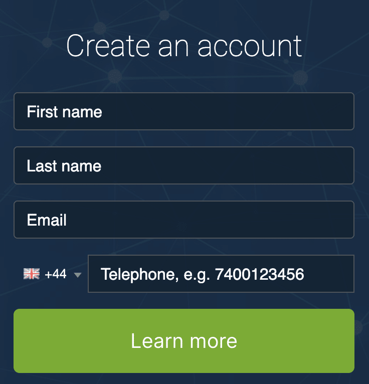 Crypto trading platform account creation